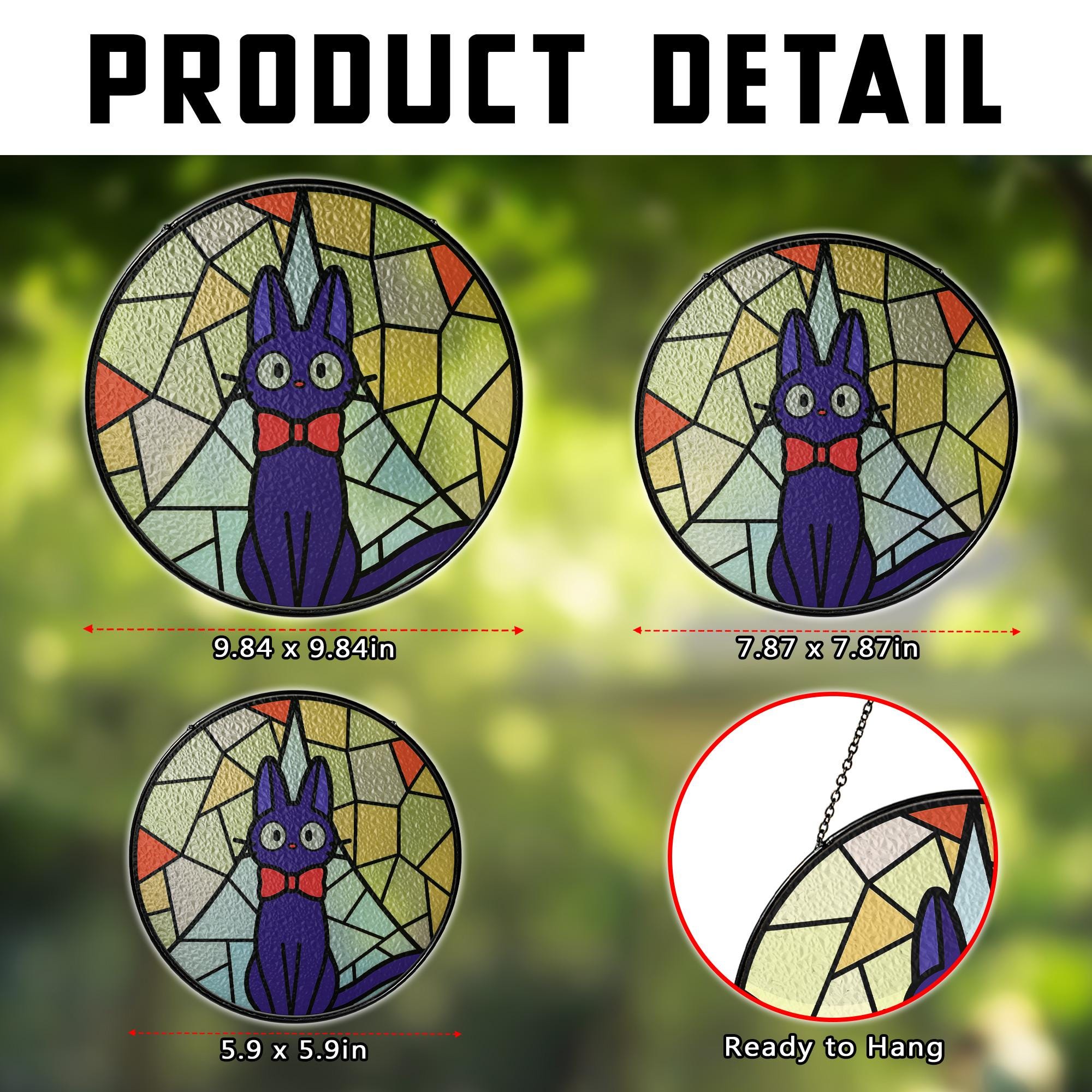 Jiji Stained Glass Suncatcher, Kiki's Delivery Service Window