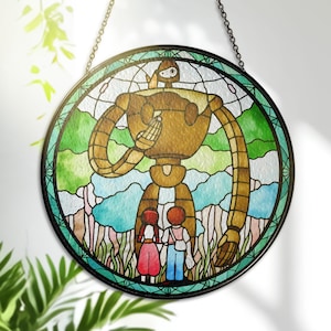 Laputa Stained Glass – Castle in the Sky Inspired Art – Printed Window Hanging – Glass Wall Decor – Anime Lover Gift