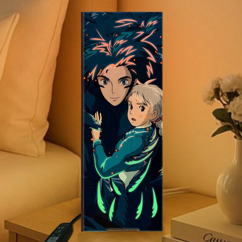 Howls Moving Castle Wooden Box Lamp, Howls Moving Sophie Lamp, Spirited Away Box Lamp, Studio Ghibli Lamp, My Neighbor Totoro Gift image 3