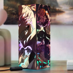 Lámpara de noche Ryomne Sukuna de madera, lámpara de noche JJk de madera hecha a mano, lámpara de noche LED de anime Sukuna, lámpara de anime Gojo