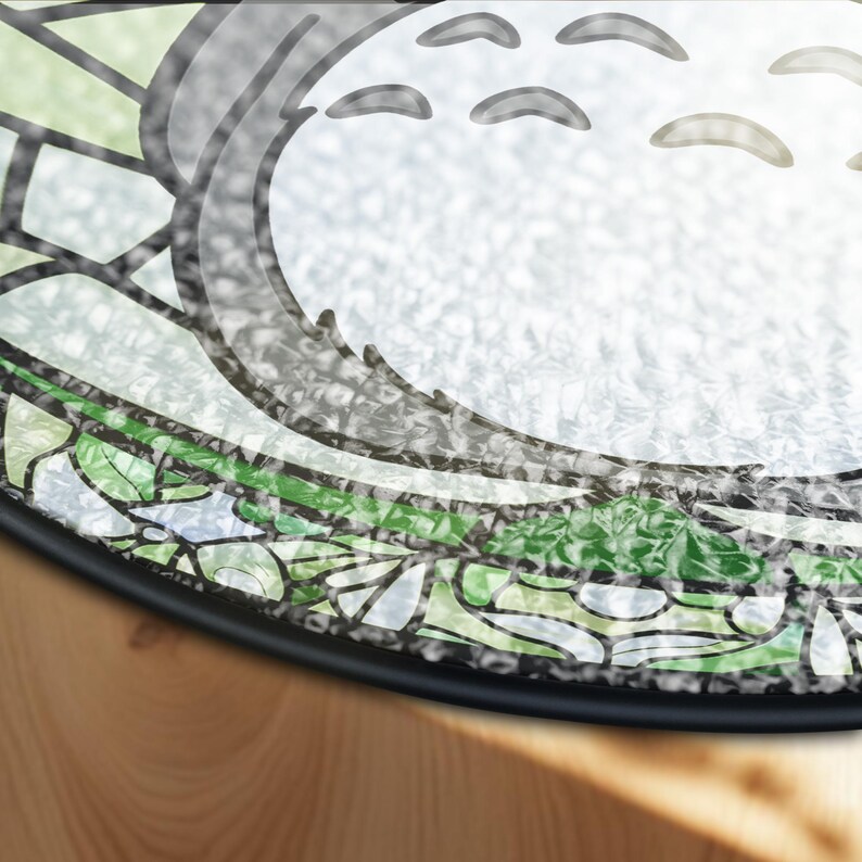 Solfångare i glas i skogsanda – Min granne-inspirerad glaskonst – Studio Ghibli – Fönster- och väggbonad – Gåva till animeälskare bild 9