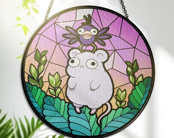 Spirited Anime Glass Suncatcher – Studio Ghibli Art – Printed Window Hanging – Whimsical Wall Decor – Anime Lover Gift