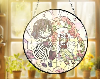 Stained Glass Suncatcher – Anime Glass Art – Window Hanging Decor for Anime Lovers