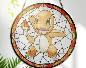 Starter Stained Glass Art – Evolution Glass Painting – Anime Suncatcher Window Decor – Fantasy Gift for Fans