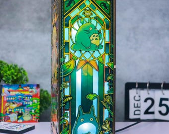 Totoro Wooden Box Lamp, Studio Ghibli Wooden Lamp, Kiki's delivery Gift, Studio Ghibli Fan Gift, Ponyo Ghibli Lamp