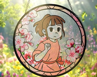 Chihiro Stained Glass – Anime Window Hanging – Printed Decor – Suncatcher for Anime Lovers