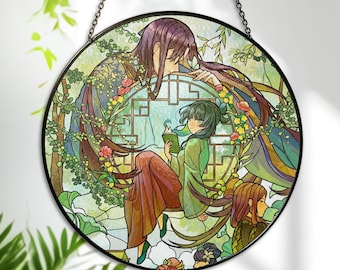 Maomao and Jinshi Stained Glass Suncatcher, Apothecary Diaries Suncatcher, Anime Couple Window Hanging, Stained Glass Panel Gift