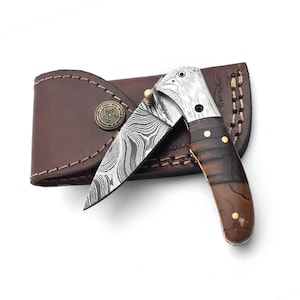 Damascus Folding Knife, Pocket Folding Knife, Handmade Folding Knife, Camping Knife, Hunting Knife, Pocket Knife, Anniversary Gift.