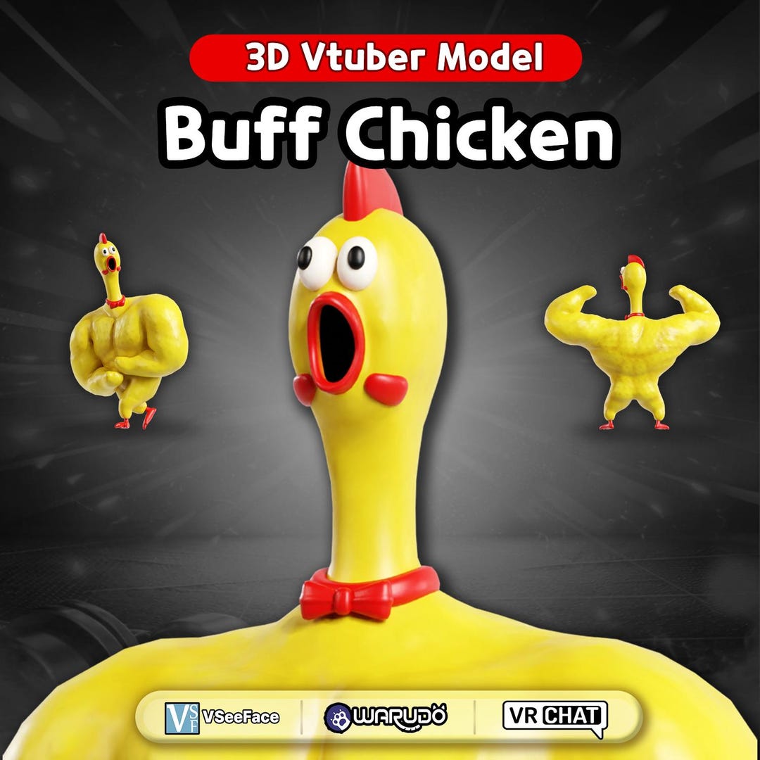 Buff Chicken 3D Vtuber Model | Muscular Meme Chicken Avatar | VRM for ...