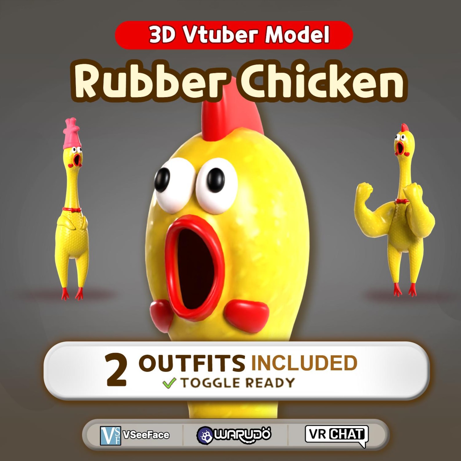 Spring Chicken Avatar Rubber Chicken 3D Vtuber Avatar (VRM) – Funny Meme Character for ...