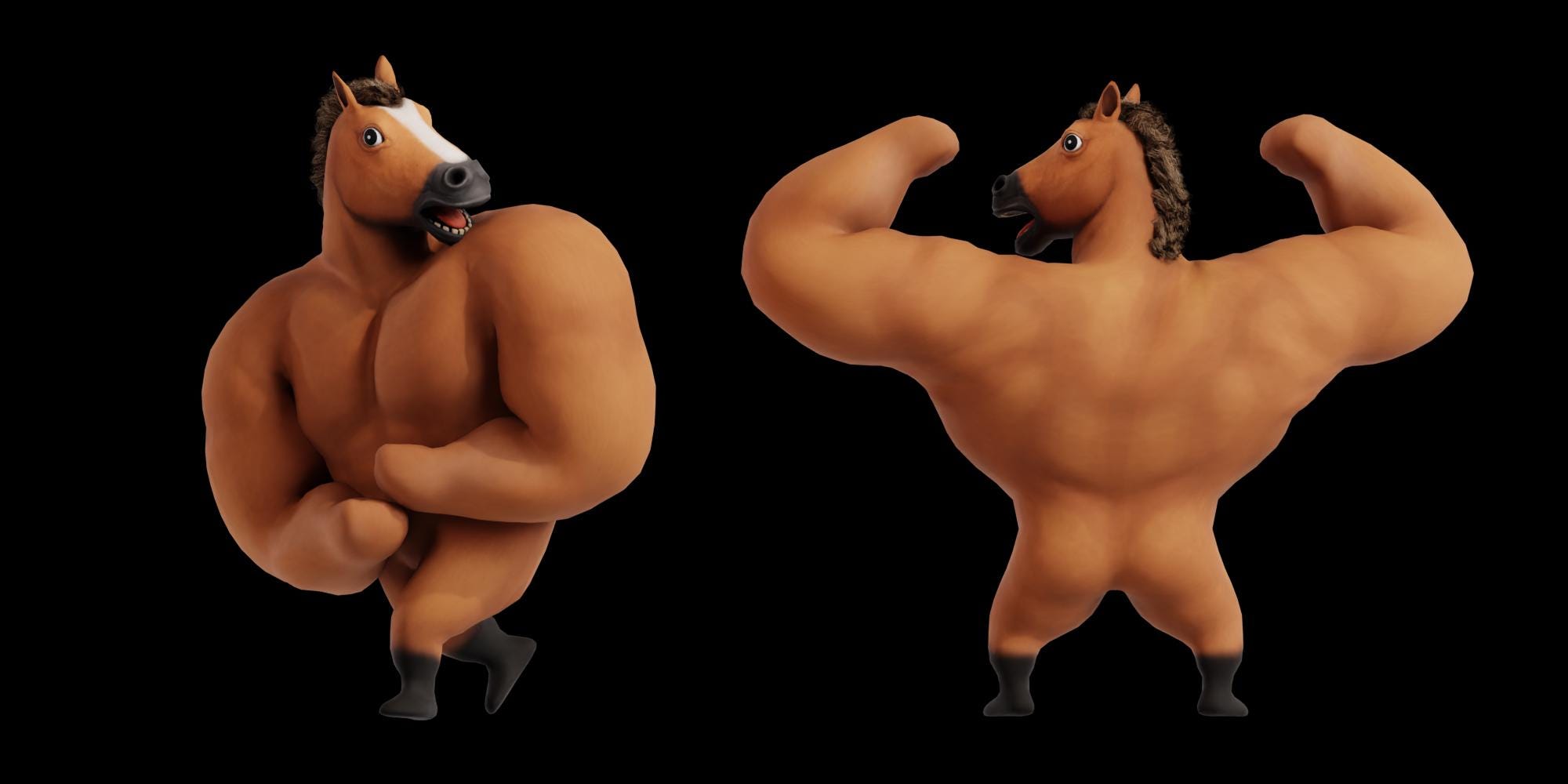 Buff Horse 3D Vtuber Model | Muscular Meme Horse Avatar | VRM for ...