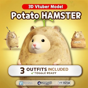 Potato Hamster 3D VTuber Avatar | Funny VRM Model for Streaming (VSeeFace, VRChat)