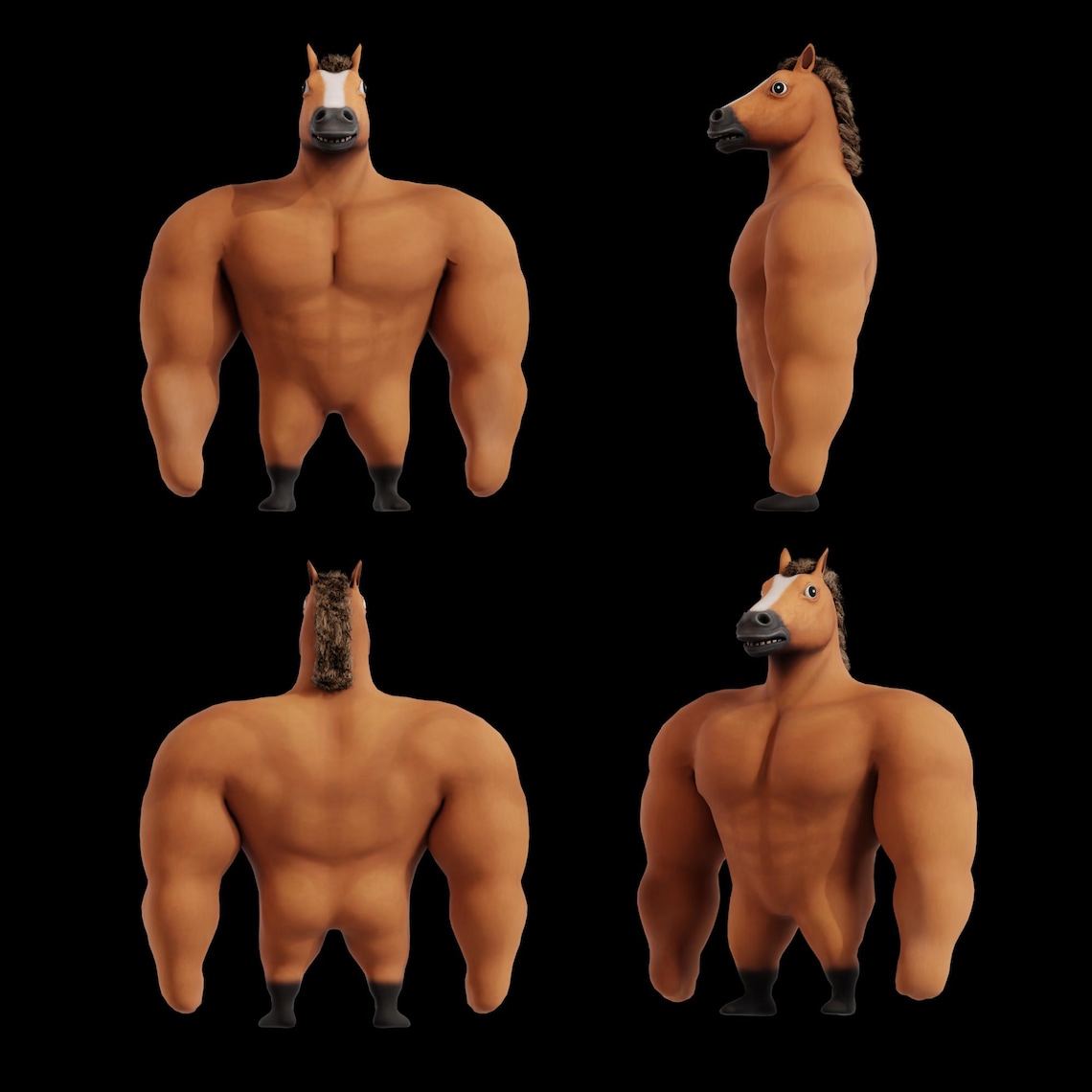 Buff Horse 3D Vtuber Model | Muscular Meme Horse Avatar | VRM for ...
