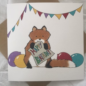 Renard, carte d'anniversaire, carte de voeux