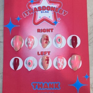 pink + white press on nails/ hand painted press on nails/ faux acrylic nails/ gel nails/pink press on nails/ white press on nails/
