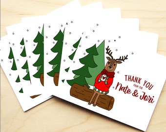Personalized Note Cards - Cozy Deer