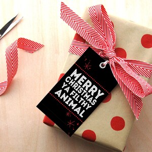 Étiquettes cadeaux animaux sales - Étiquettes cadeaux avec liens ficelle
