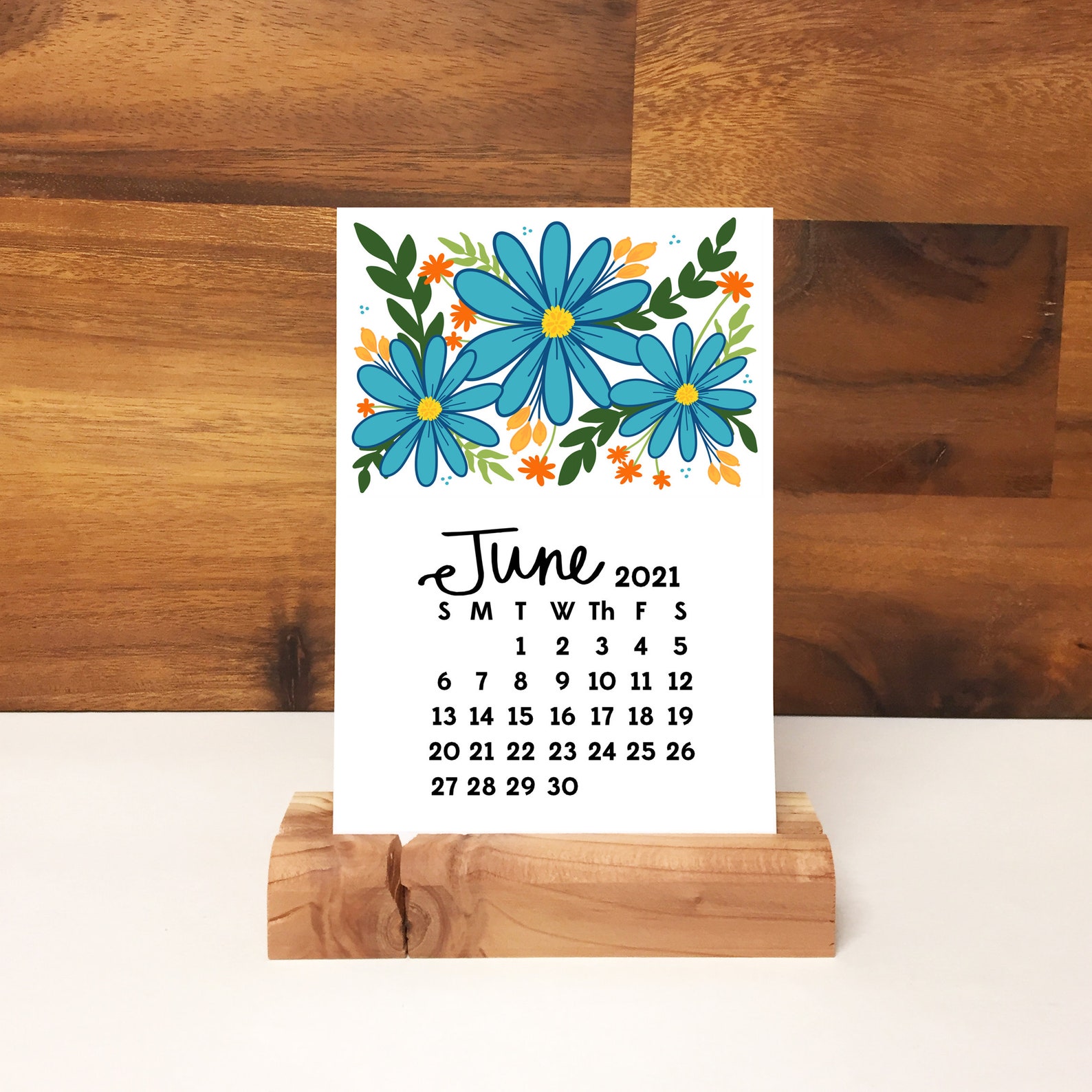 2021 Desk Calendar Floral Etsy