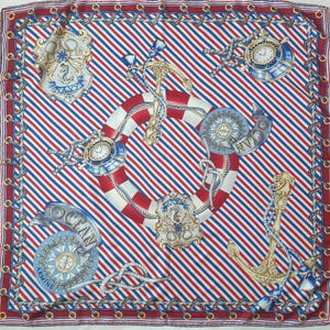 Vintage Nautical Accent Print Silk Scarf