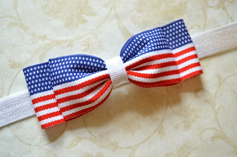 Red White /& Blue Flag Print Bow Headband Baby Girls Hair Accessories Fourth of July Baby Headband American Flag Baby Hair Accessories