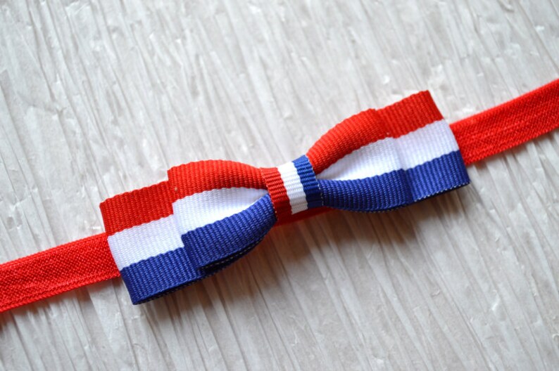 White and Blue Striped Bow Headband Baby Girl Hair Accessories Girls Hair Accessories July 4th Headband Fourth of July Headband Red