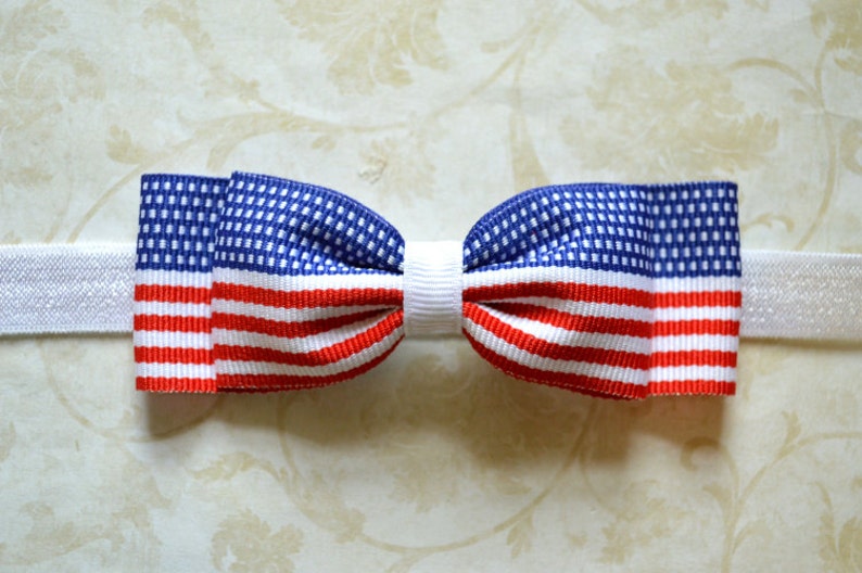 Red White /& Blue Flag Print Bow Headband Baby Girls Hair Accessories Fourth of July Baby Headband American Flag Baby Hair Accessories