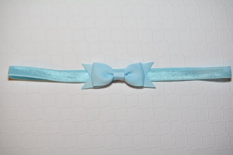 Light Blue Bow Headband Small Baby Bow Headband Easter Headband Baby Shower Gift Aqua Baby Headband Baby Girls Hair Accesories