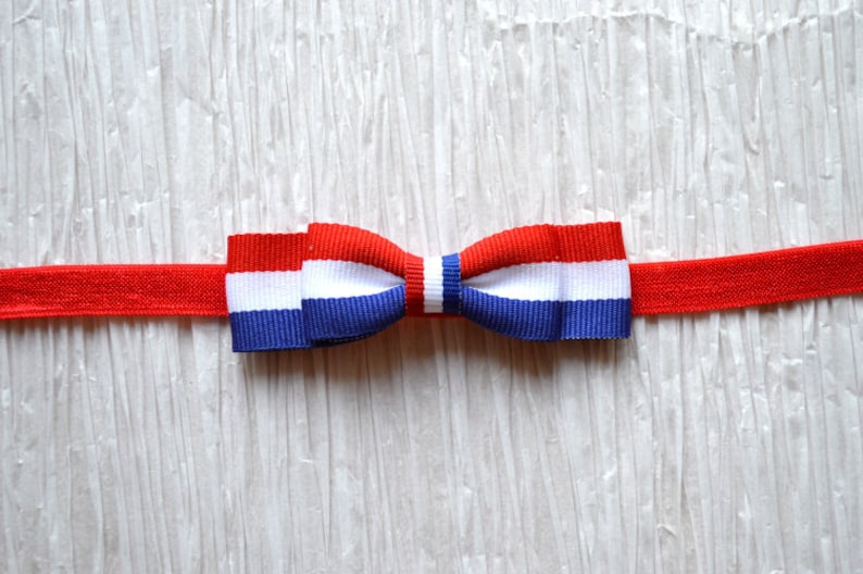 White and Blue Striped Bow Headband Baby Girl Hair Accessories Girls Hair Accessories July 4th Headband Fourth of July Headband Red