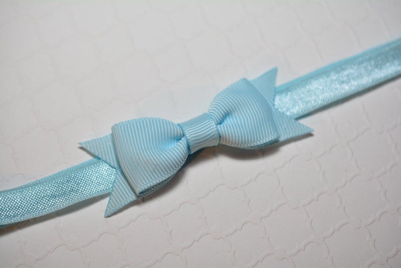 Light Blue Bow Headband Small Baby Bow Headband Easter Headband Baby Shower Gift Aqua Baby Headband Baby Girls Hair Accesories