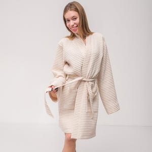 Organic Soft Cotton Waffle Robe, Unisex Waffle Bathrobe