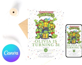 Editable Invitation, karate Birthday Invite boy, ninja invitation, Instant Download, turtles kids Birthday Invite template