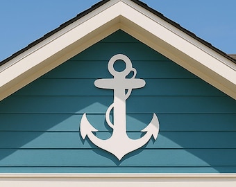 Large Anchor PVC Wall Art, Outdoor Nautical Beach House Decor