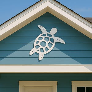 Large Sea Turtle PVC Sign, Coastal Outdoor Beach House Wall Art, Nautical Decor