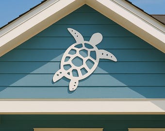 Gran decoración de pared con forma de tortuga marina, letrero de PVC para frontón con temática costera, arte de pared náutico para casa de playa, decoración de tortuga para exteriores resistente al agua.