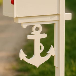 Anchor Mailbox Bracket, Coastal Outdoor PVC Sign for Beach House, Weatherproof Mailbox Decor, Nautical Mailbox Accent