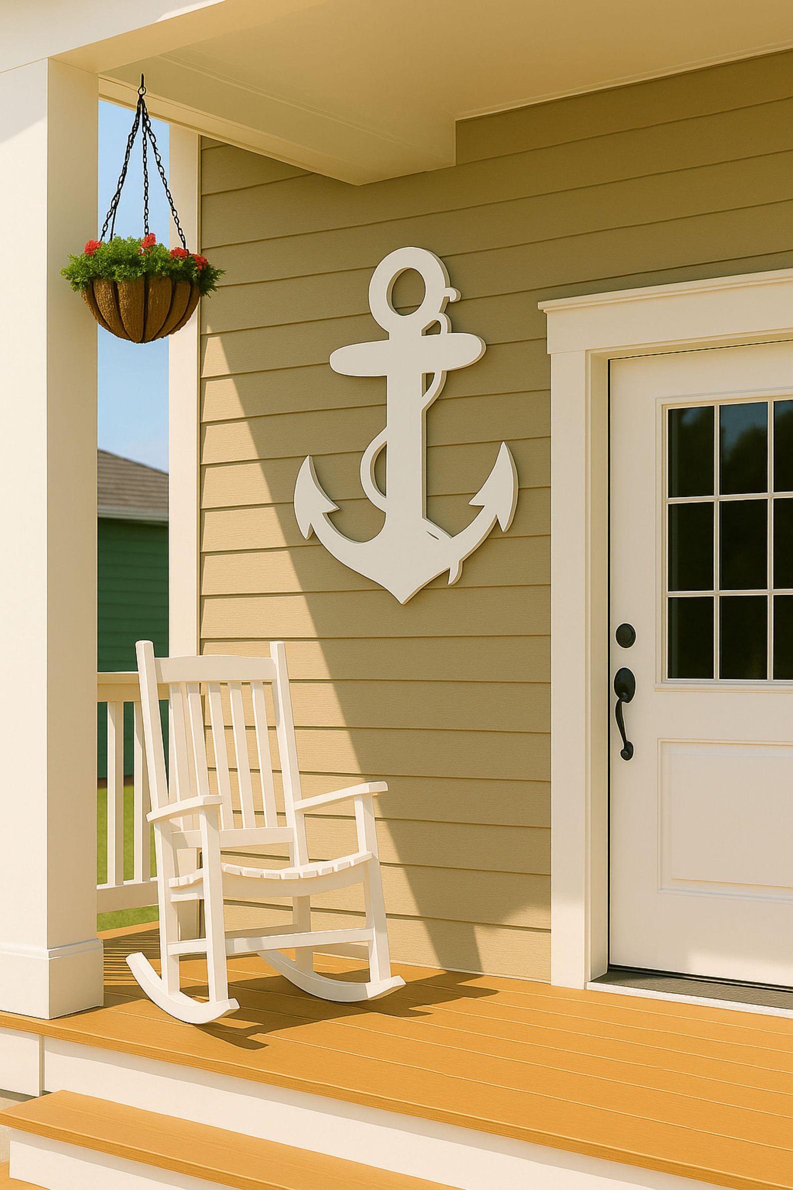 Large Anchor Wall Art, Outdoor Nautical PVC Sign, Beach House Exterior