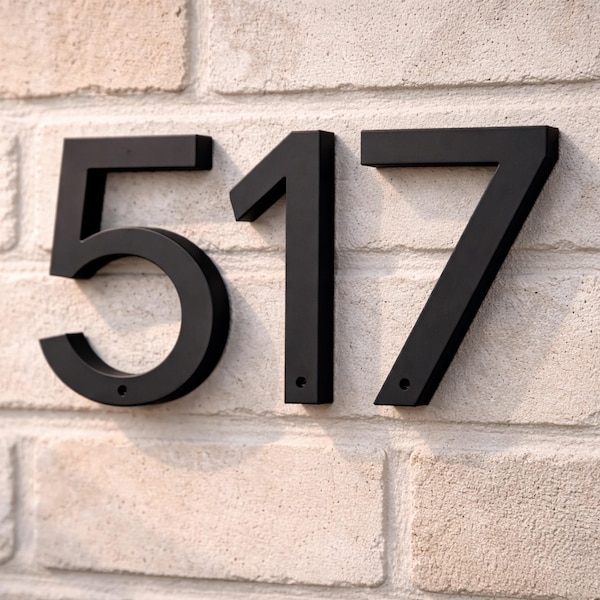 Modern House Numbers 6 Inch, Matte Black Address Sign, Contemporary Outdoor Home Decor,