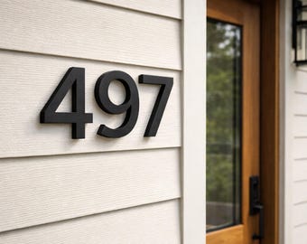 Modern House Numbers 6 Inch, Black Address Numbers, 0.5 Thick PVC House Numbers, Exterior Door Numbers, Contemporary Address Sign