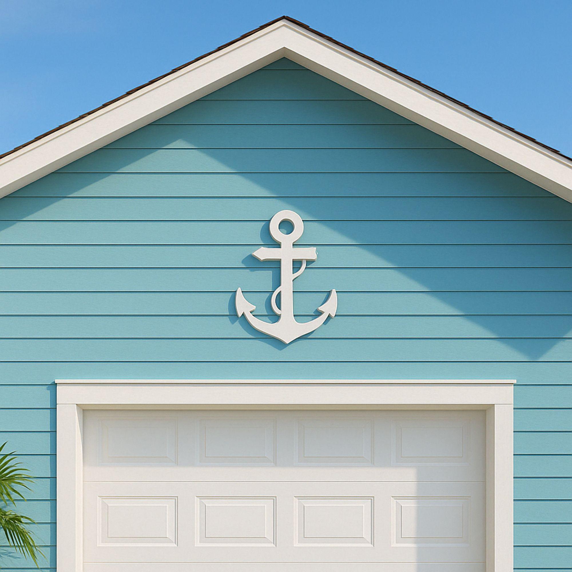 Large Anchor Wall Art, Outdoor Nautical PVC Sign, Beach House Exterior ...