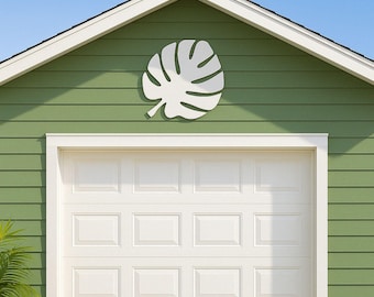 Monstera Leaf Wall Art, Tropical Outdoor PVC Sign for Garage or Gable, Waterproof Jungle Decor, Porch or House Exterior Decoration