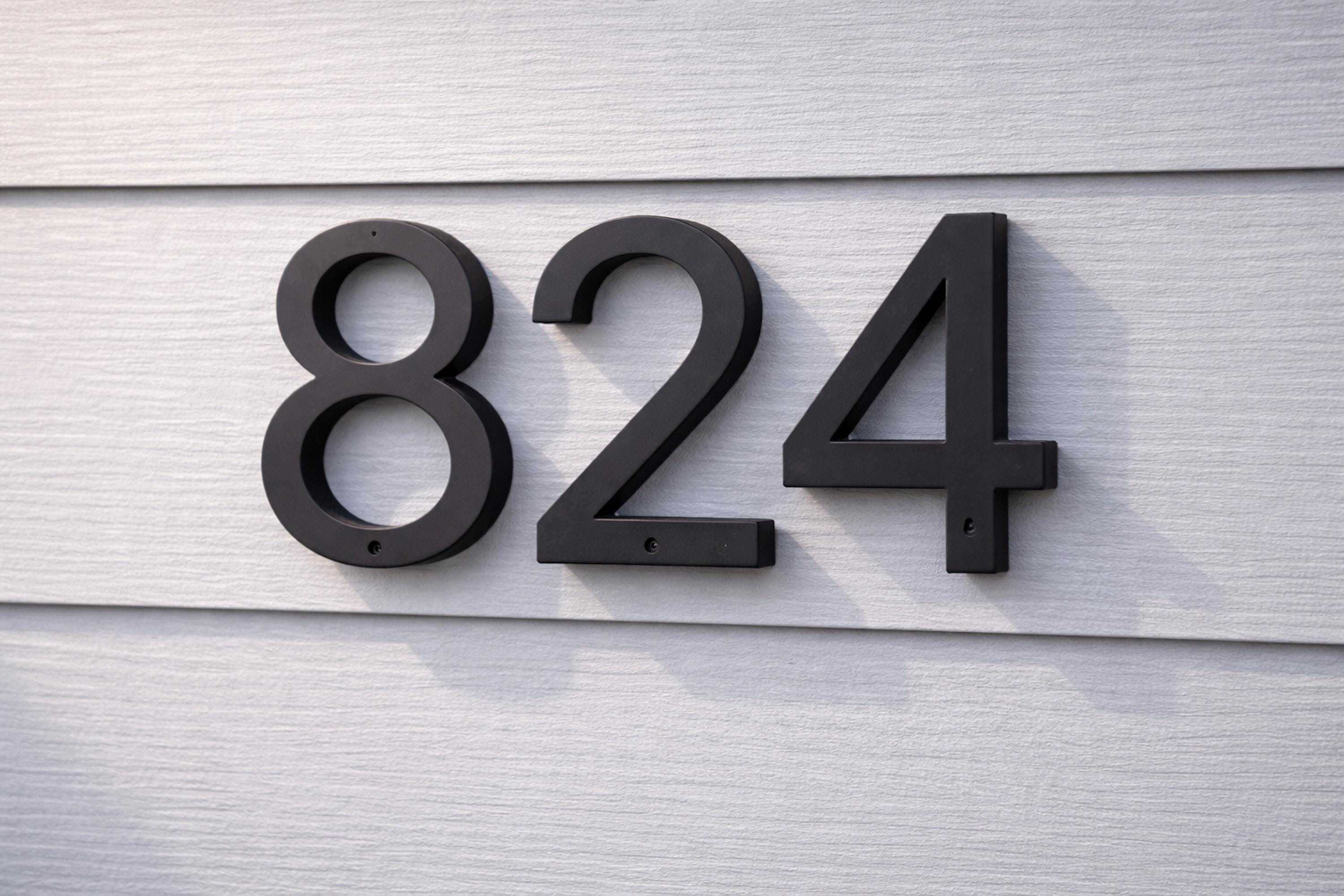 Distinctive 6-Inch Floating Modern House Numbers – Black ABS Address Numerals For Outdoor Use (Slash Symbol Included)