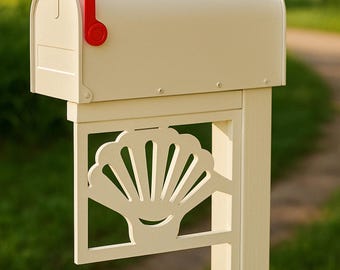 Seashell Mailbox Bracket, Coastal PVC Mailbox Accent for Beach House, Outdoor Nautical Yard Decor