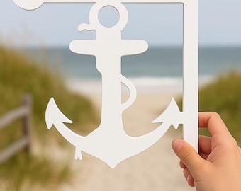Anchor Mailbox Bracket, Nautical PVC Beach Mailbox Decor, Weatherproof Coastal House Sign, Outdoor Marine Mailbox Gift for Dad or Him