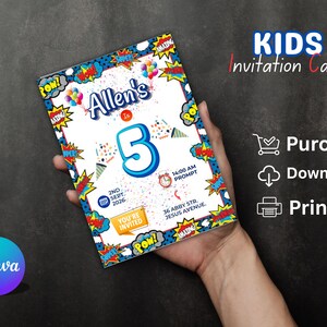 Editable Kids Birthday Invitation | Printable Digital Party Card for Boys & Girls | Personalized Template for Children’s Celebration