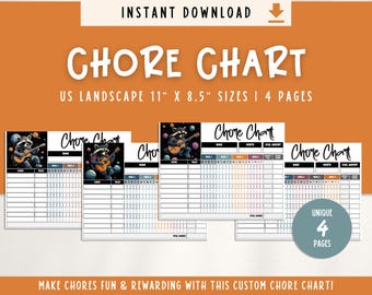 Chore Chart for Kids | Monthly Allowance Tracker | Editable Goal Setting | Instant Download