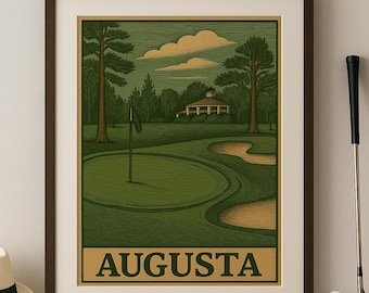 Vintage Augusta Golf Course Print: Retro Golf Lover Gift (Digital Download)