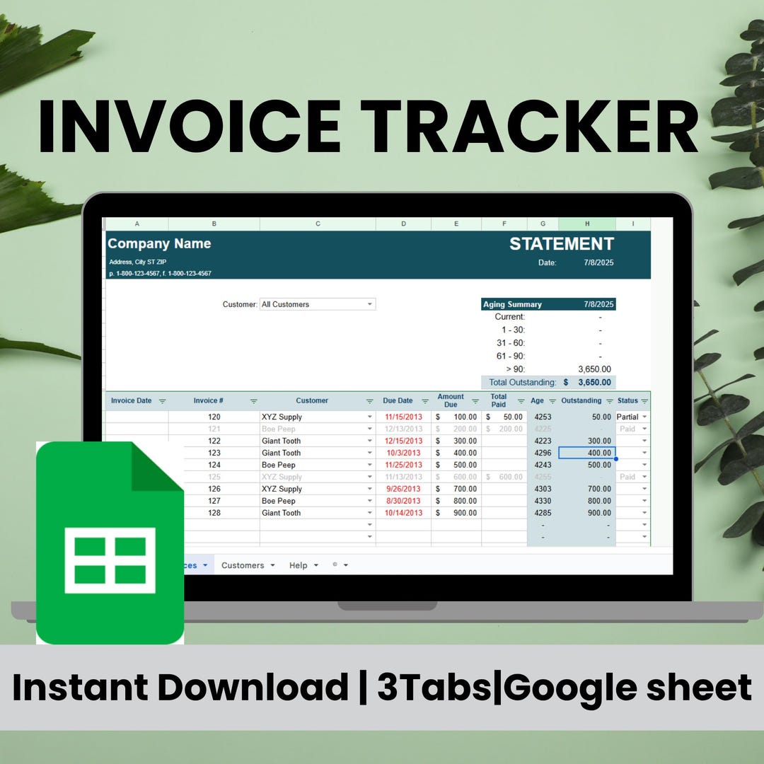 Invoice Tracker Template: Google Sheets Payment Log for Small Business ...