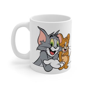 Adorable taza de Tom y Jerry, taza de café de dibujos animados, divertida bebida, regalo para niños, coleccionable vintage de Tom y Jerry