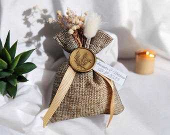 Bolsitas aromáticas de lavanda francesa personalizadas: Bolsitas de lavanda, bolsitas para bautizos, detalles rústicos de lavanda para bodas, bolsitas para baby shower.