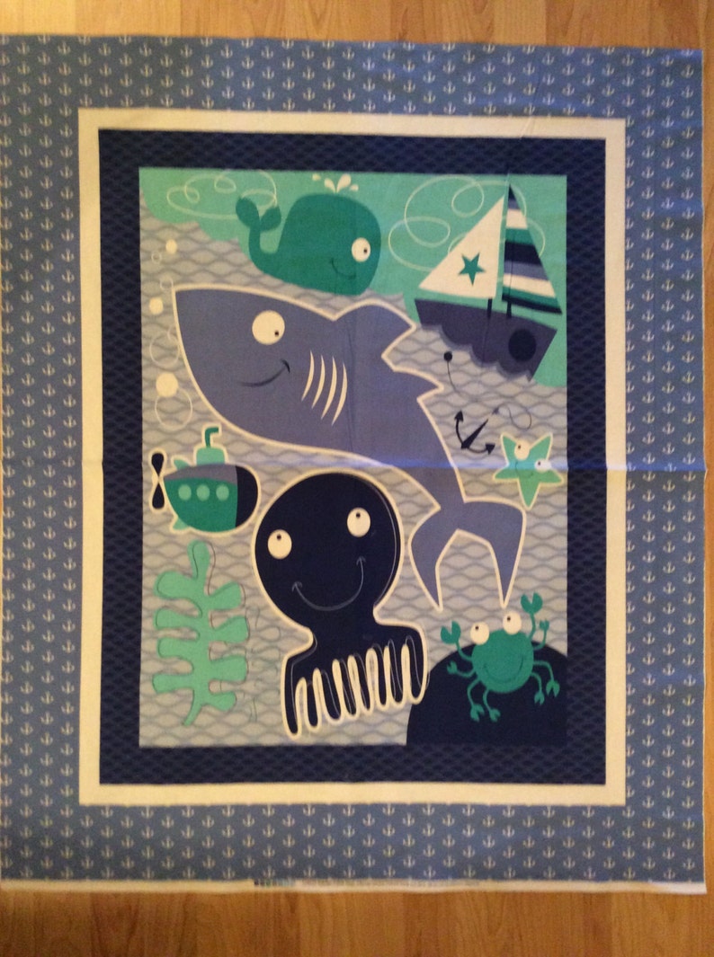 An Adorable Seawater Friends Baby Animals At Play Cotton Quilting Fabric Panel Free US Shipping